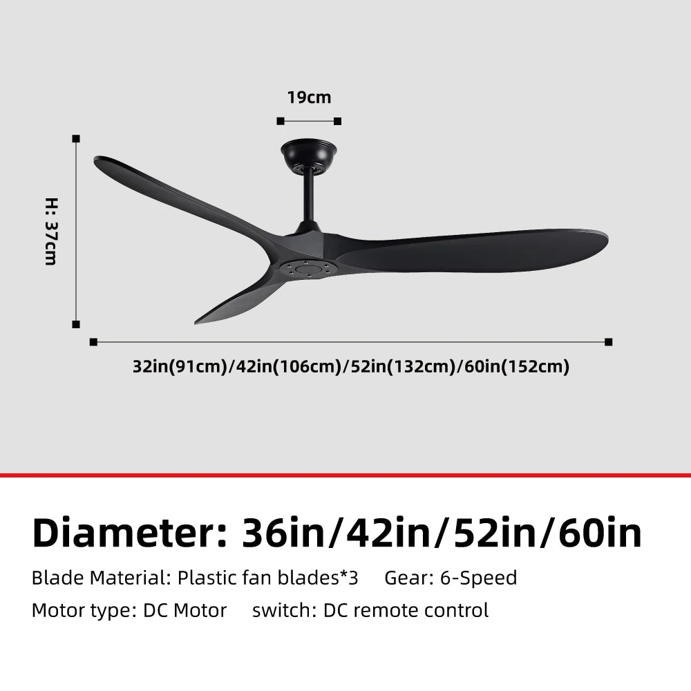 FUMANJIA 36,42,52,60 Inch Inverter Ceiling Fan w/Remote, Quiet, 6 - Speed, Energy - Efficient for Living, Dining, Study, Bedroom