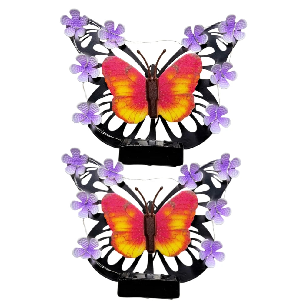 Solar Outdoor Butterfly Wall Decor Metal Decorative Lights Waterproof Butterfly Decoration for Outside Patio Yard Porch