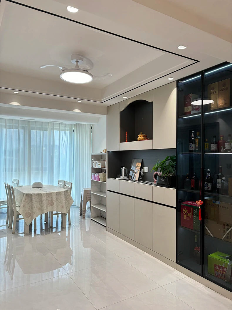 Electric Fan Chandelier Led Ceiling Lamp Room Decoration Dining Table Living Home Silent Bedroom Circulator Fan Light Fixture