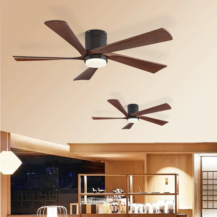 FUMANJIA 52" Solid Wood Ceiling Fan - 6-Speed Inverter Motor with Remote Control, Energy-Efficient Silent Operation for Living