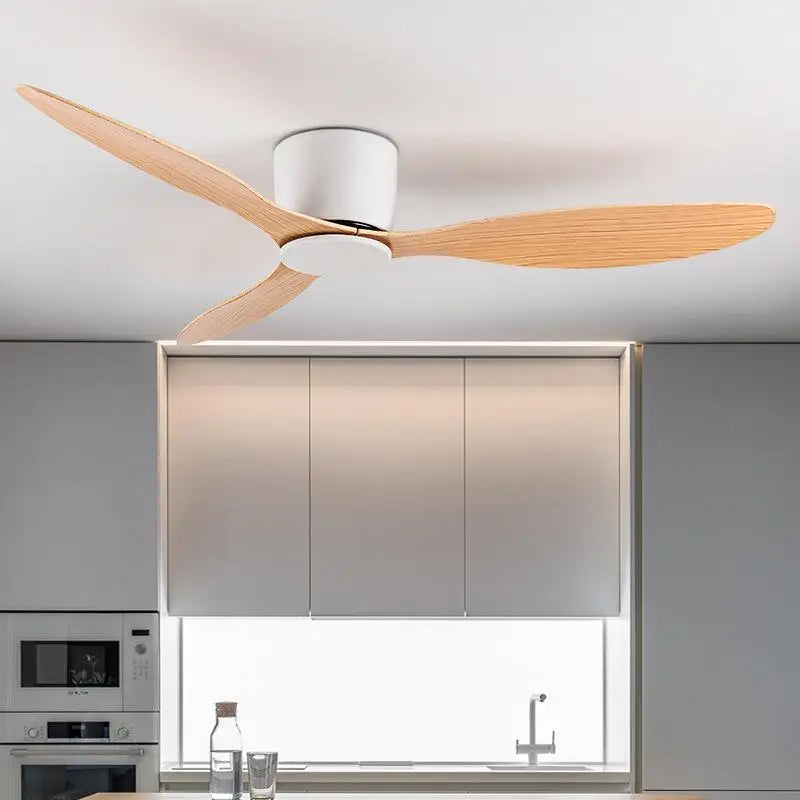 42 52 Inch Ceiling Fans No Light DC Motor Remote Control Cooling Fans Lamp Low Floor Ceiling Fan White wood Black Color FANS