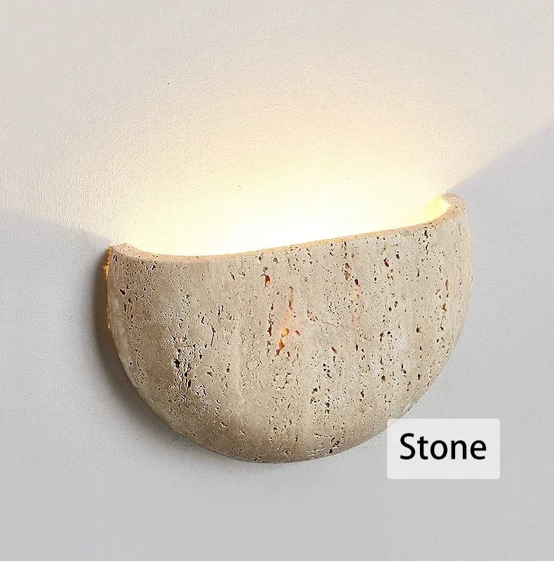 2025 Led Wall Lamp Bedroom Bedside Light Retro Medieval Style Yellow Cave Stone Nature Lighting Fixtures Home Room Decor Interio