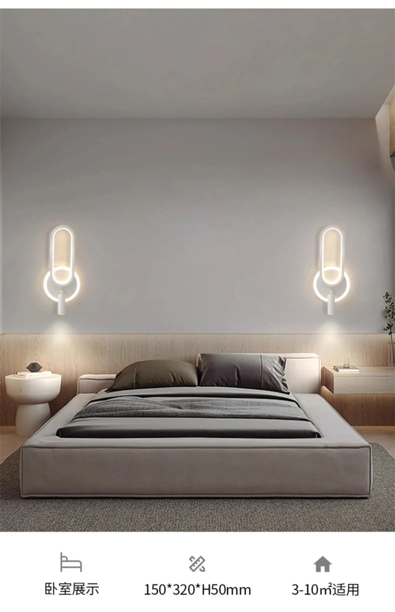 Bedside Lamp Modern Simple Creative Living Room Background Wall Stairwell Wall Lamp Nordic Network Red Corridor Wall Light