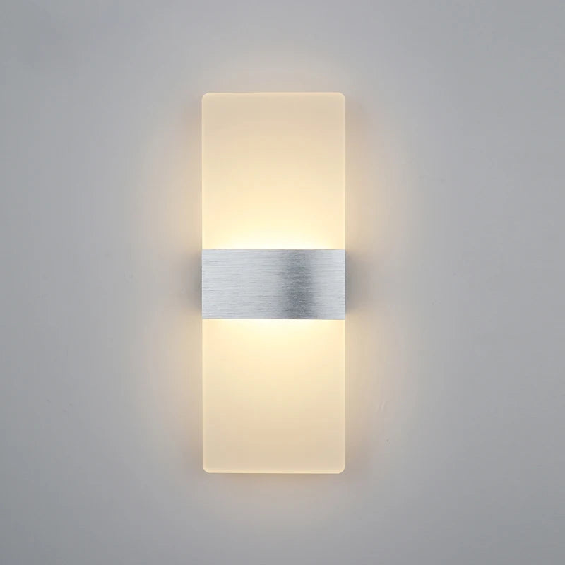 Modern style indoor LED aluminum body matte acrylic hotel corridor bedroom bedside right-angle rounded wall lamp
