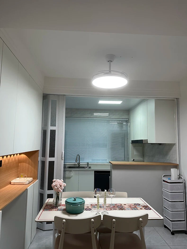 Electric Fan Chandelier Led Ceiling Lamp Room Decoration Dining Table Living Home Silent Bedroom Circulator Fan Light Fixture