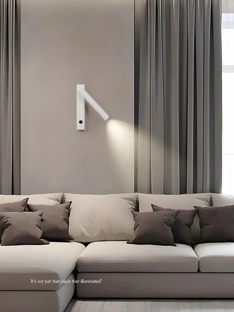 Minimalist Rotate Wall Sconce with Switch Home Decor Study Bedroom Bedside Reading Lamp Spotlight LED Adjustable Angle Wall Lamp