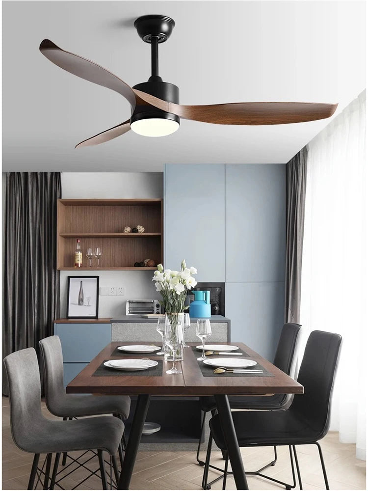Modern Simple 42 /52 Inch Pure Copper DC Motor Remote Control ABS Blade Led Ceiling Fan With Light Restaurant Fan