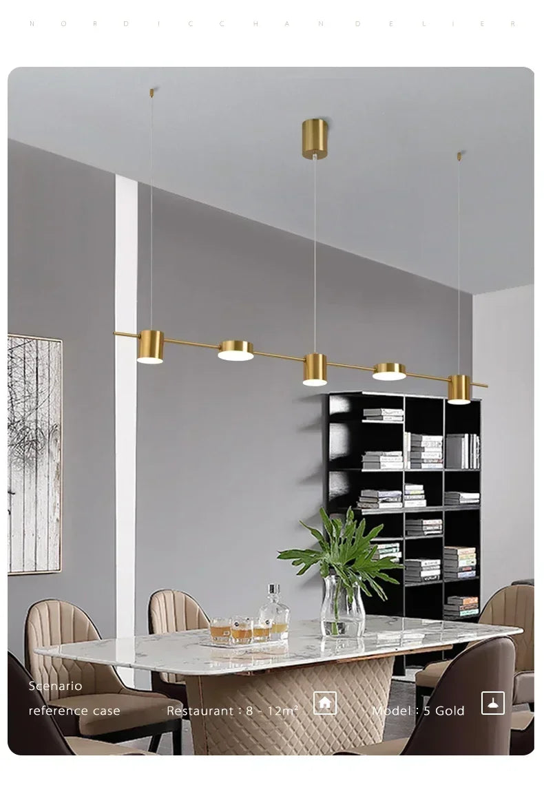 Modern LED Pendant Light, Kitchen Island Dimmable Pendant Light, Black/gold, Lighting Decorative Table Lamp, with Remote Control