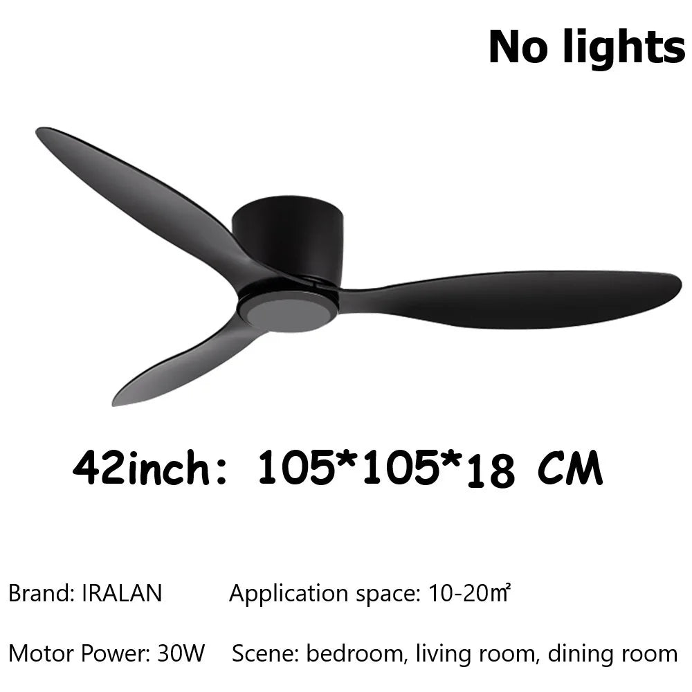 Jelena 42 52 Inch Smart Ceiling Fan No Light DC Motor Cooling Fans Lamp Low Floor Ceiling Fan with Remote Control Electric fan