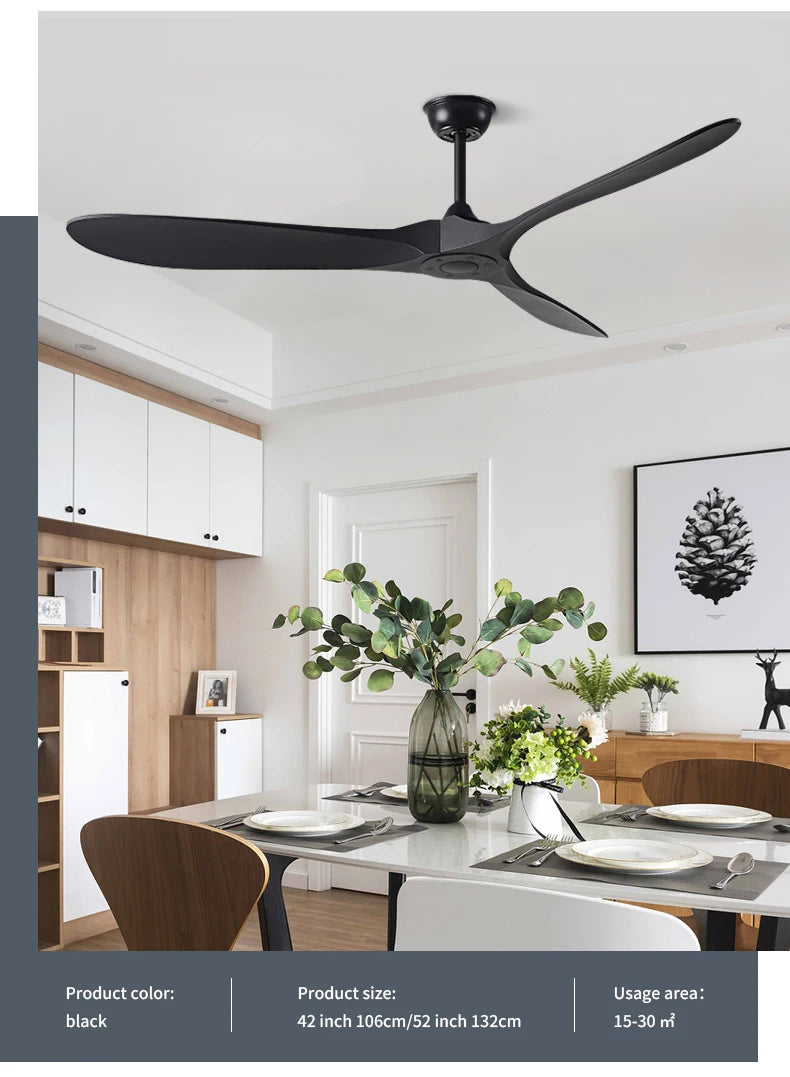 42/52 Inch Nordic LED Ceiling Light Restaurant Living Room Home Remote Control DC Silent Industrial Retro Electric Fan