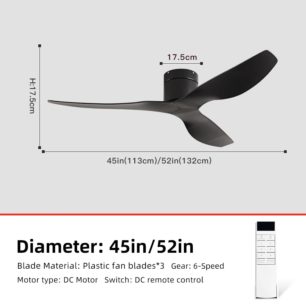 FUMANJIA 45/52" Industrial Retro Ceiling Fan, Ideal for Living/Dining Areas, Home & Office - 6 - Speed Silent DC Inverter Motor