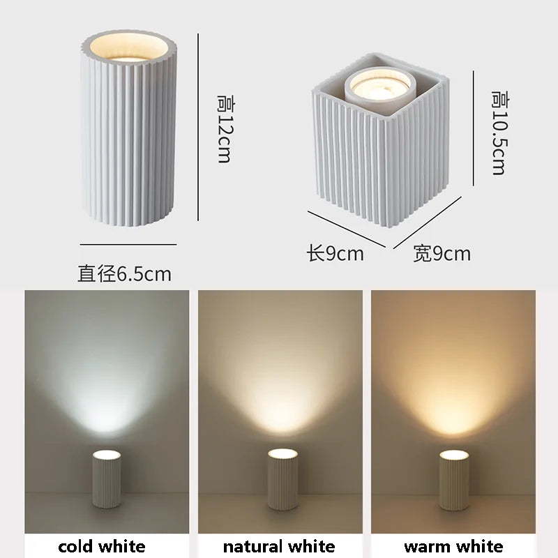 Minimalist Nordic Cylindrical Downlight Surface Mounted Resin Ceiling Lamp GU10 Grid Spotlight Corridor Living Room Home Decor