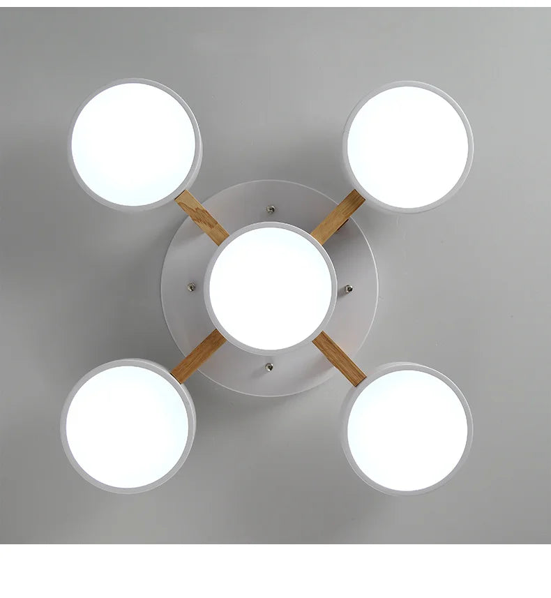 Nordic Style Personalized Macaron Ins Chandelier Bedroom Ceiling Decoration Lamp Modern Minimalist Wood Art Living Room Led Lamp