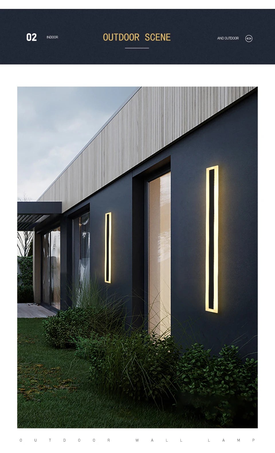 Outdoor IP65 waterproof Long strip lamp, simple LED wall light suitable for courtyard, villa, gate, garden outdoor decoration