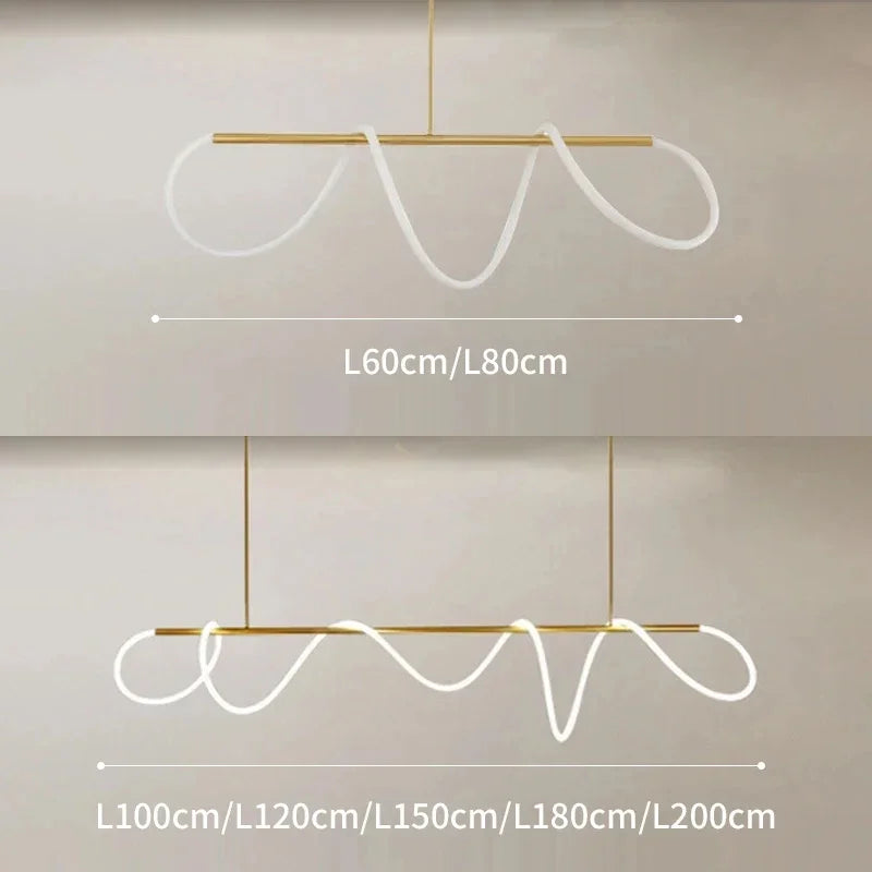 Led Chandeliers For Living Room Dining Pendant Modern Style Hanging Lamp For Ceiling Linear Lamp Long Strip Designer Light 200CM
