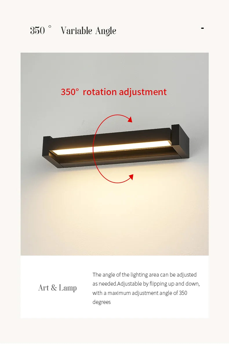 2025 new model. Outdoor waterproof wall lamp. Can rotate. Aluminum and glass materials. 18W, minimalist landscape light