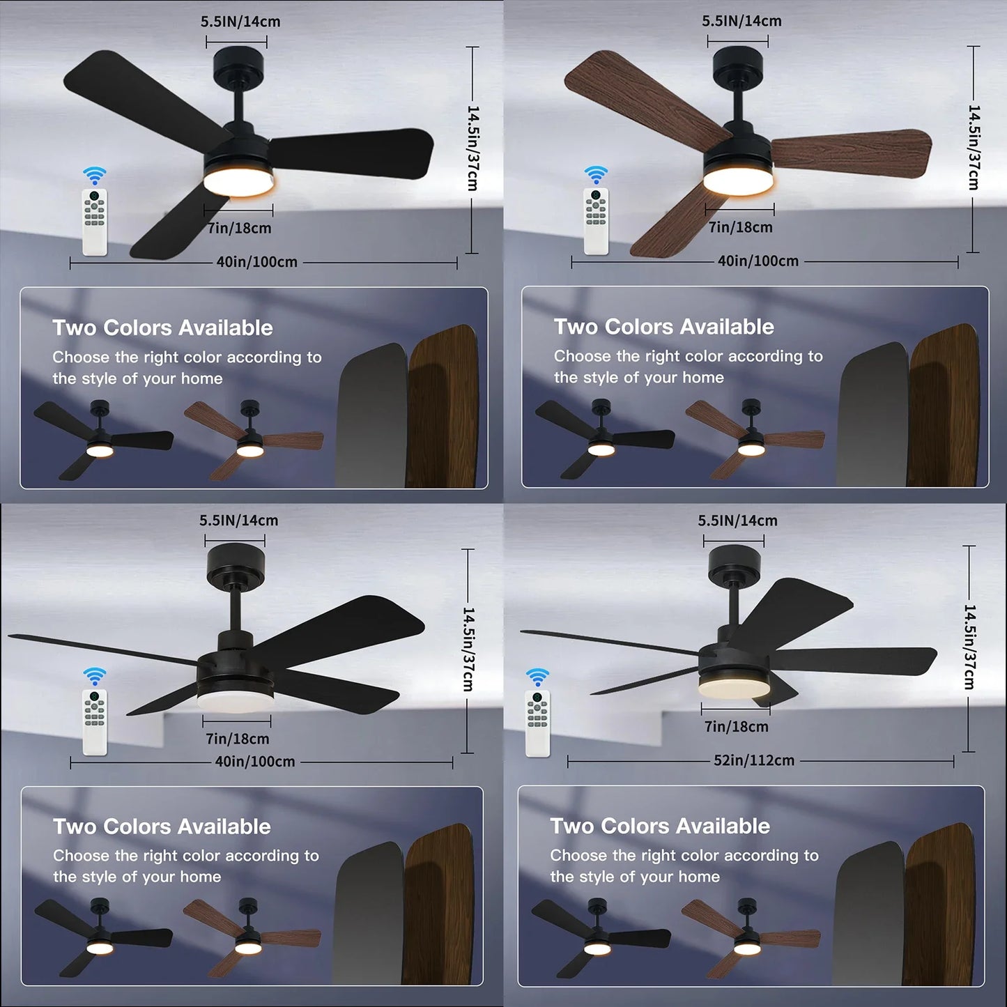Ceiling Fan with Light, 3CCT, Silent DC Motor, Remote Control, Living Room, Bedroom, Dining Room and Study, Fan Light