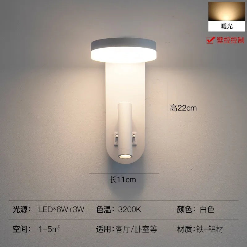 New Minimalist Wall Lamp Rotatable Spotlight Creative Bedroom Bedside Lamp Design Modern Led Wall Sconce ligjt for Hotel Rooms