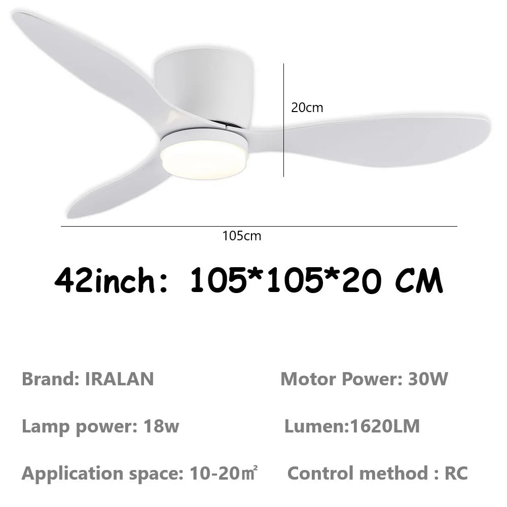 Jelena LED Ceiling Fan Light 6th Gear Wind Speed Living Room Bedroom Household Modern Ceiling Electric fan with Remote Control