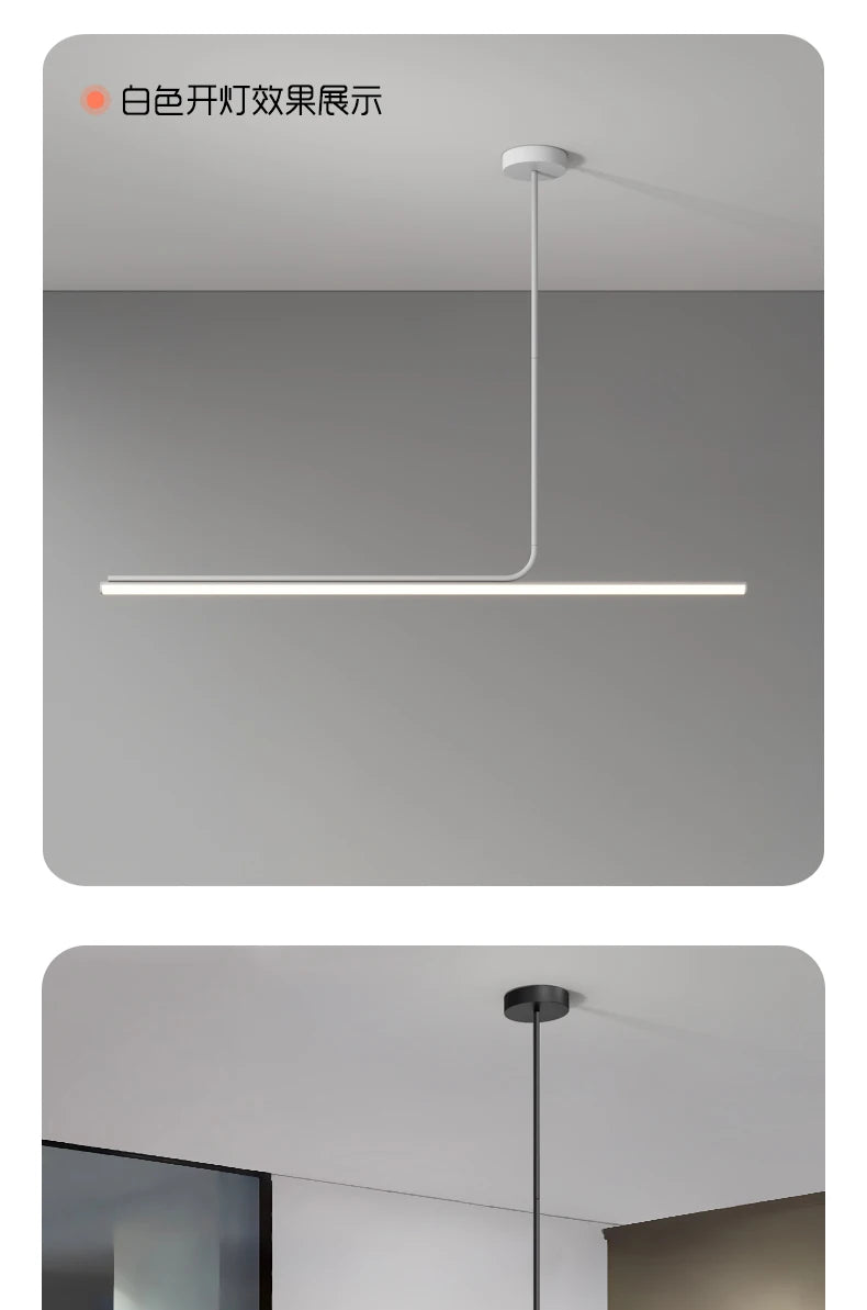 Minimalist Long Pendant Lamp 360 Luminous Strip Dining Table Dining Hanging Lights Modern Restaurant Lamp Office Light Fixture