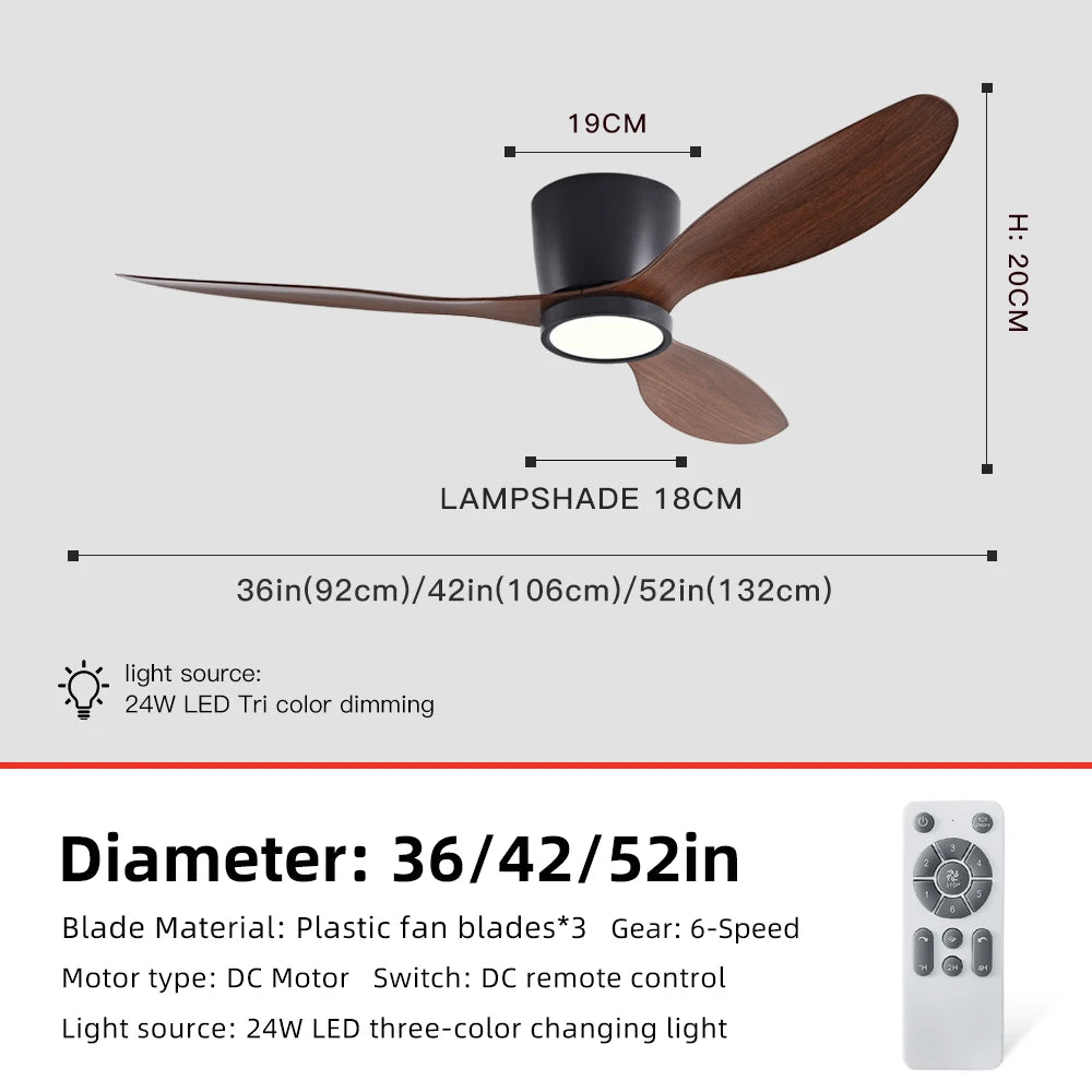 FUMANJIA 36/42/52 Inch Inverter Ceiling Fan with Light, Super - Silent, Ideal for Bedroom, Dining, Living Room & Office