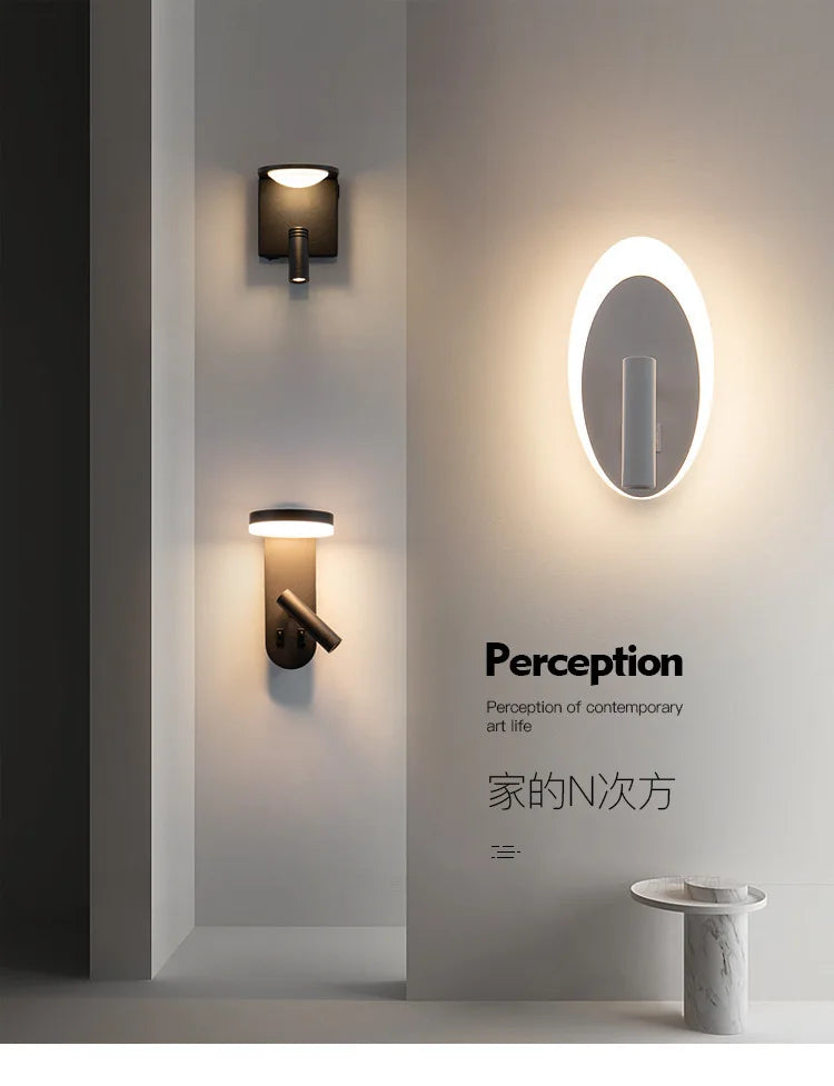 New Minimalist Wall Lamp Rotatable Spotlight Creative Bedroom Bedside Lamp Design Modern Led Wall Sconce ligjt for Hotel Rooms