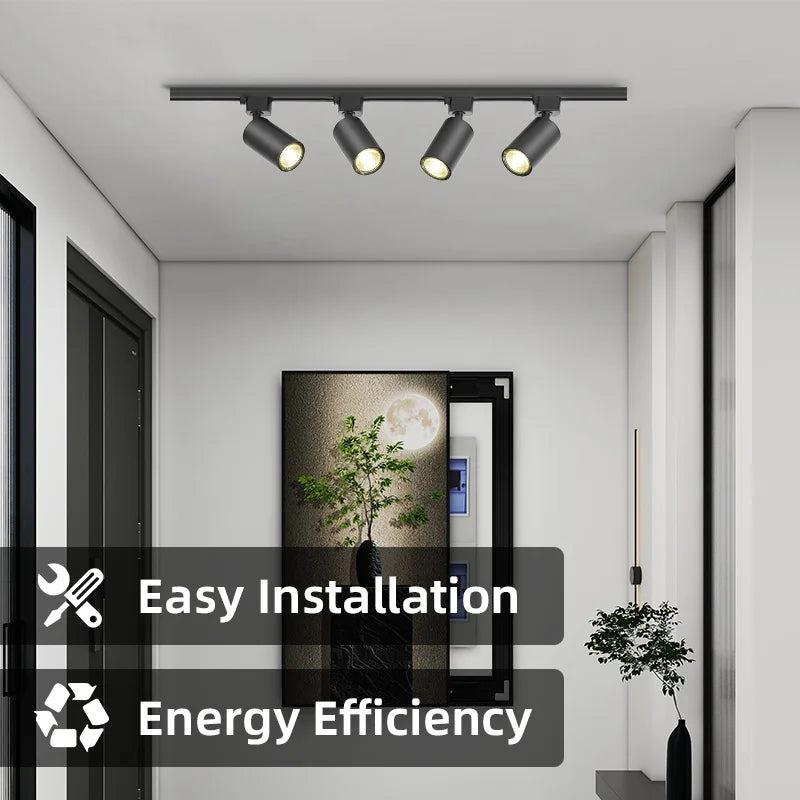 Full Set Track Light Led Ceiling Rail Lights Replaceable GU10 Light Source Spotlight for Living Room Bedroom Led Spot Track Lamp