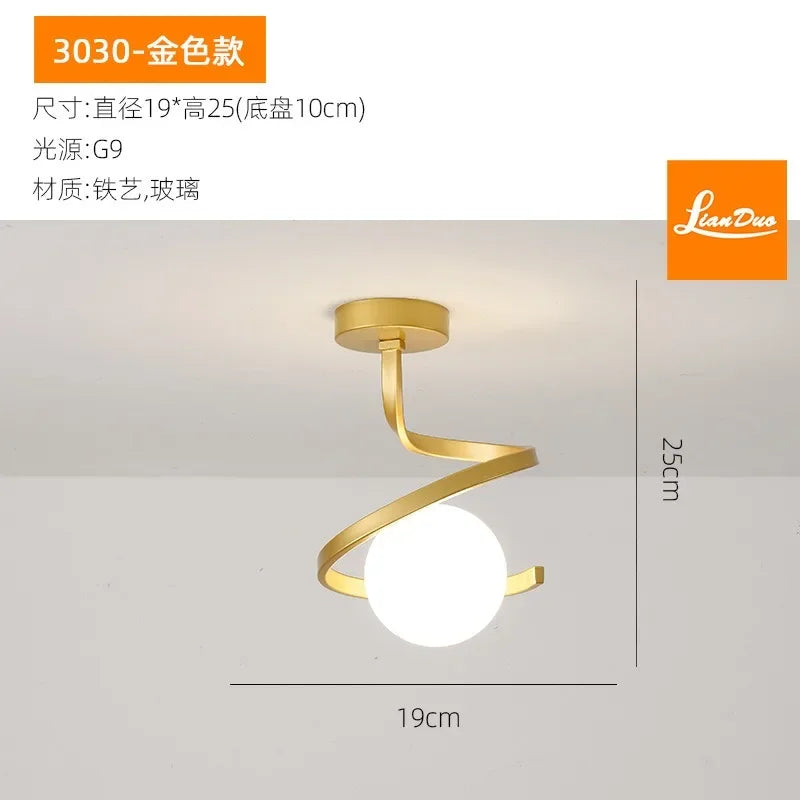 Modern Glass Ceiling Lights Minimalist Black Gold Ceiling lamp Indoor Lighting Hallway Aisle Balcony Entryway Cloakroom Fixtures