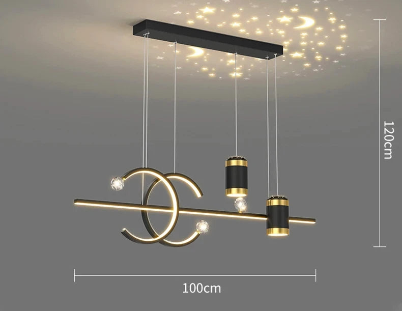 Modern Dining Room Pendant Light LED Smart Remote Control Dining Table Hanging Lamp Luxury Lustre Home Indoor Decor Chandelier
