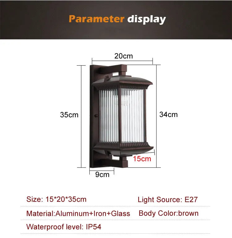 Outdoor Wall Lamp Metal Waterproof Outside Wall Lights AC90-260V Exterior Wall Lighting for Hotel Villa Big Porch Garden Gate