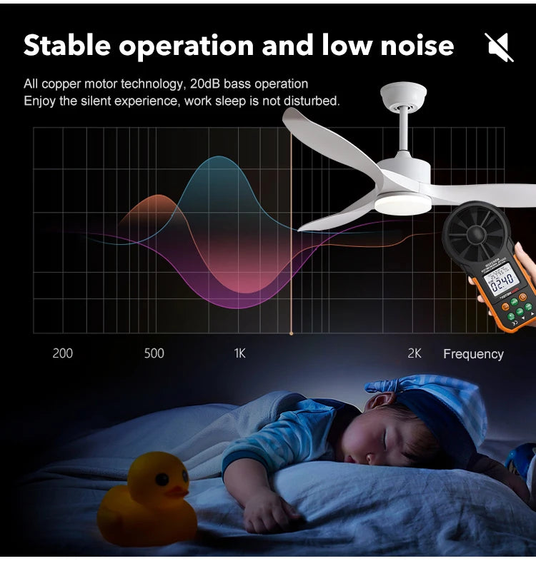 Modern Simple 42 /52 Inch Pure Copper DC Motor Remote Control ABS Blade Led Ceiling Fan With Light Restaurant Fan