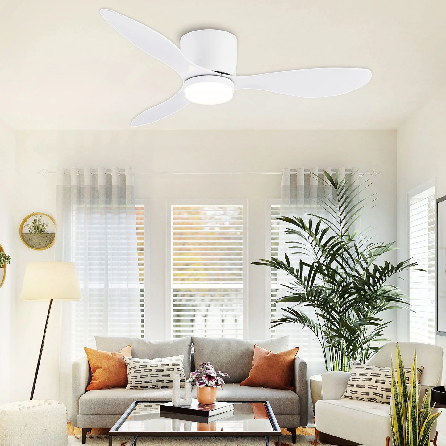 IRALAN Ceiling Fan With Light,42 Inch/52 Inch Low Profile Ceiling Fan with remote control, For Indoor and Covered Outdoor