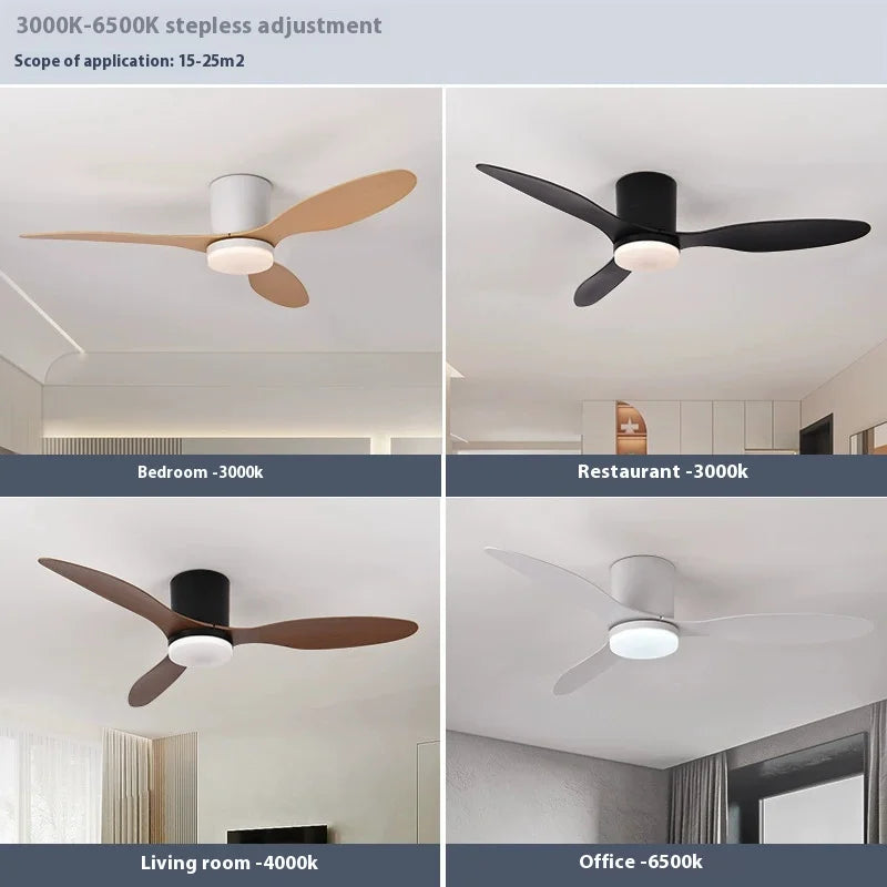 Nordic Ceiling Fan with Lights Dimmable Light Remote Control Quiet DC Motor Fans with Timer for Home Bedroom Living Room Foyer