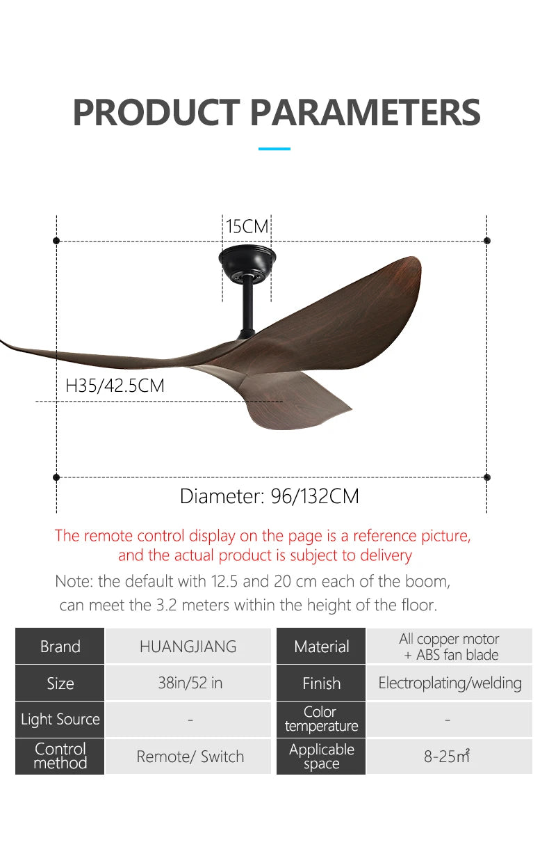 38/52 Inch Ceiling Fan Living Room Restaurant Americans Modern Office Without Light DC Remote control Electric Fan 110V 220V