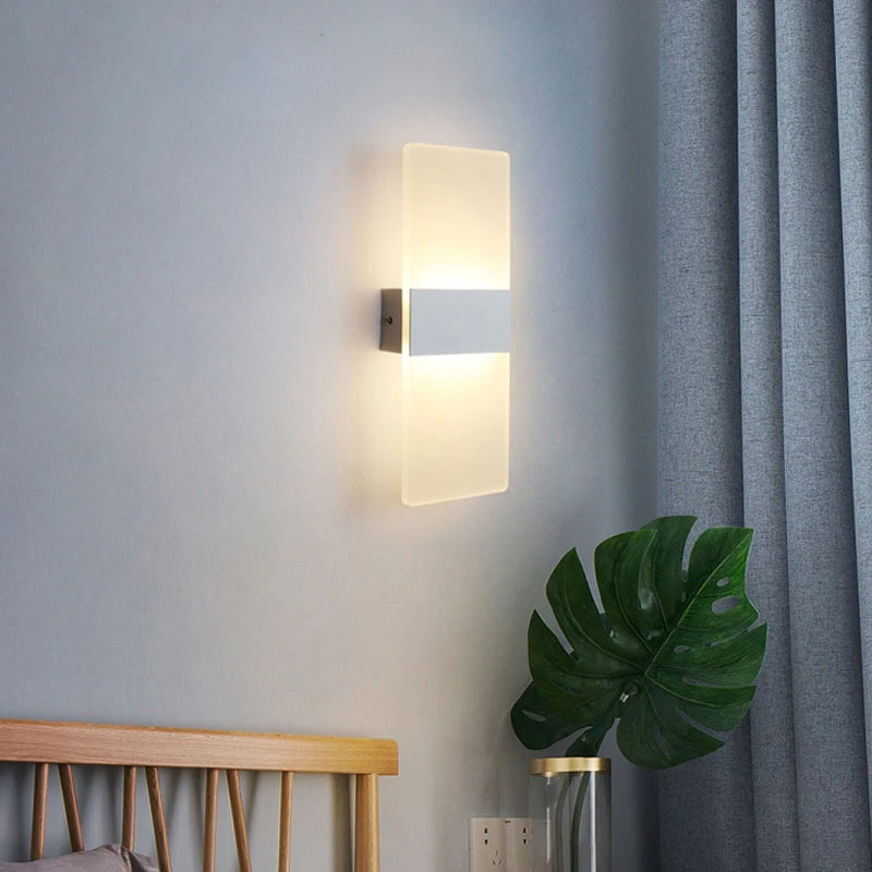 Modern style indoor LED aluminum body matte acrylic hotel corridor bedroom bedside right-angle rounded wall lamp