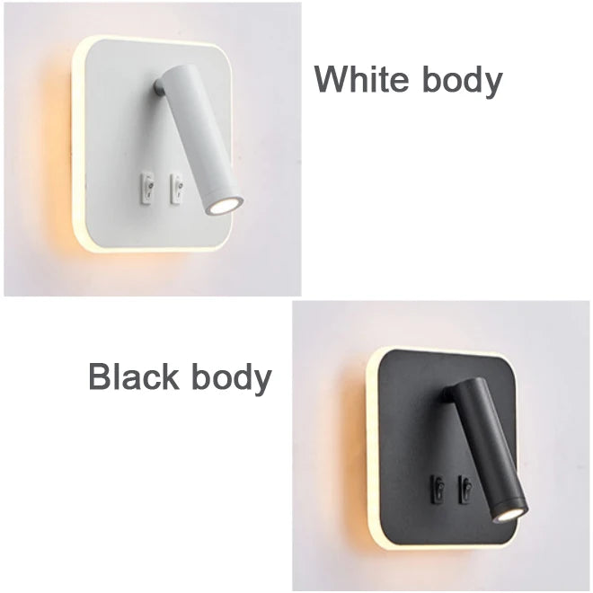 LED Wall Light 220V AC Backlight Rotating Adjustable Spotlight for Hotel Study Reading Bedroom Bedside Lamp Spot Lights
