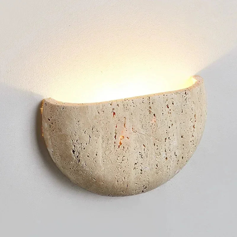2025 Led Wall Lamp Bedroom Bedside Light Retro Medieval Style Yellow Cave Stone Nature Lighting Fixtures Home Room Decor Interio