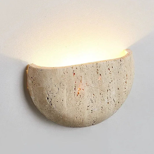 2025 Led Wall Lamp Bedroom Bedside Light Retro Medieval Style Yellow Cave Stone Nature Lighting Fixtures Home Room Decor Interio
