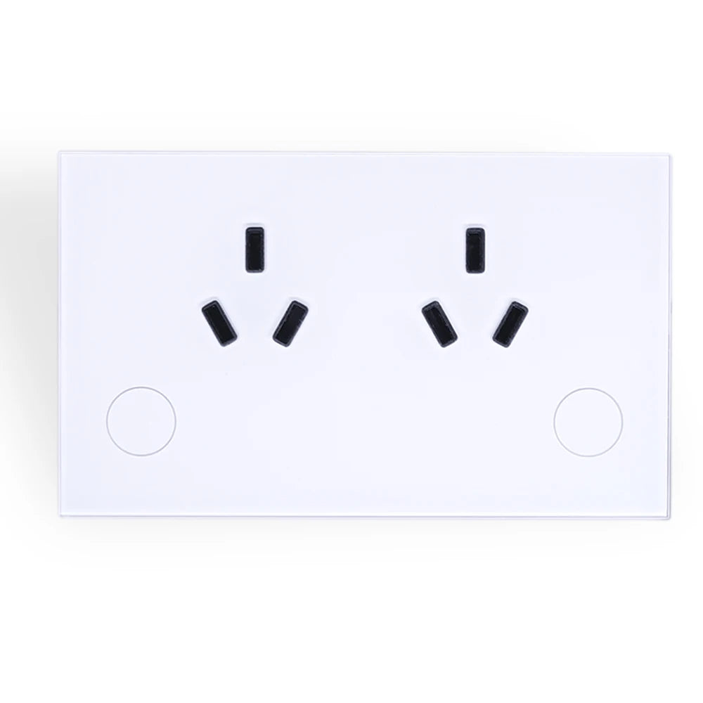 tuya 15A AU Argentina Panel Wall Socket WIFI White Crystal Glass Touch Timmer Power Outlet Smart Home Voice Google Home Alexa