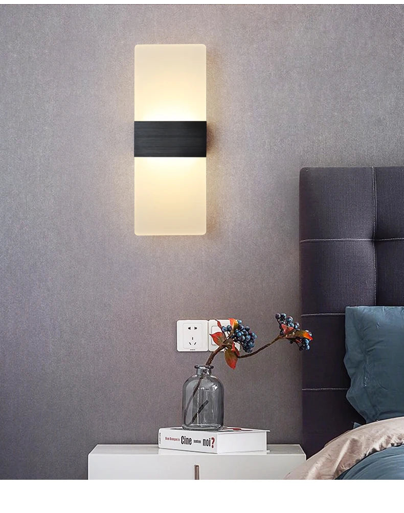 Modern style indoor LED aluminum body matte acrylic hotel corridor bedroom bedside right-angle rounded wall lamp