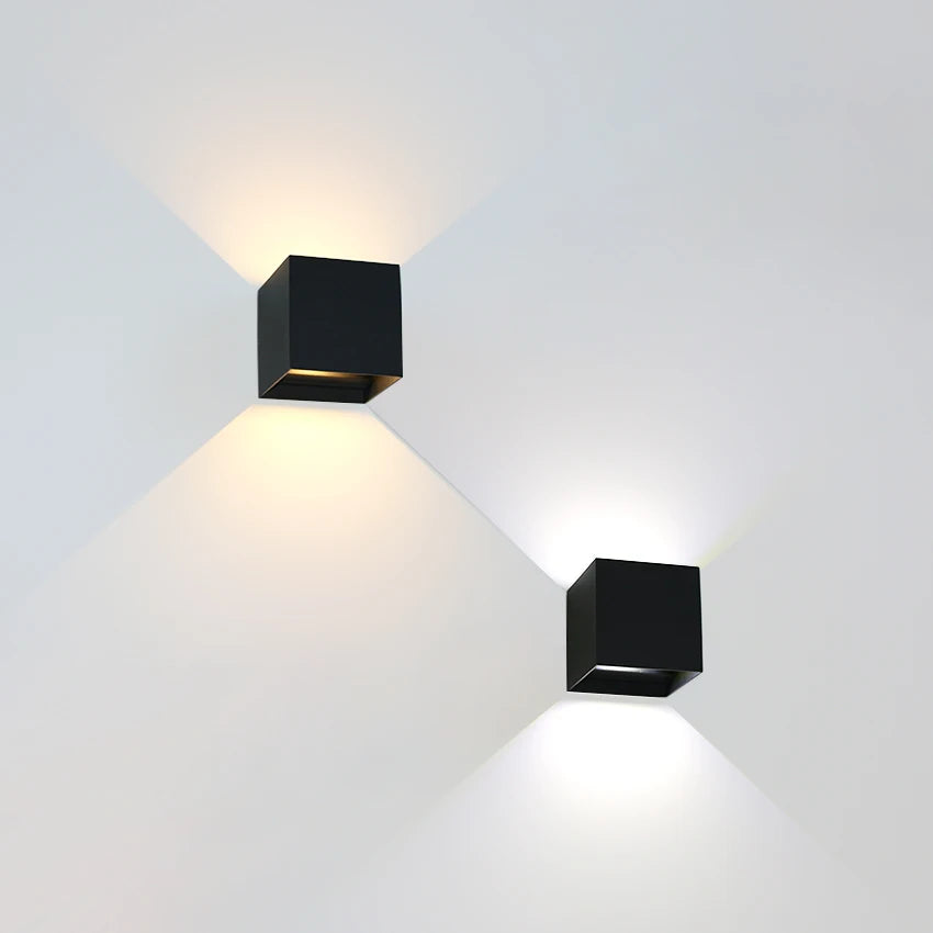 Outdoor Waterproof Wall Lamp Modern Square Aluminum Black White Gray Wall Lighting Porch Courtyard Lamp Exterior Wall Fixture