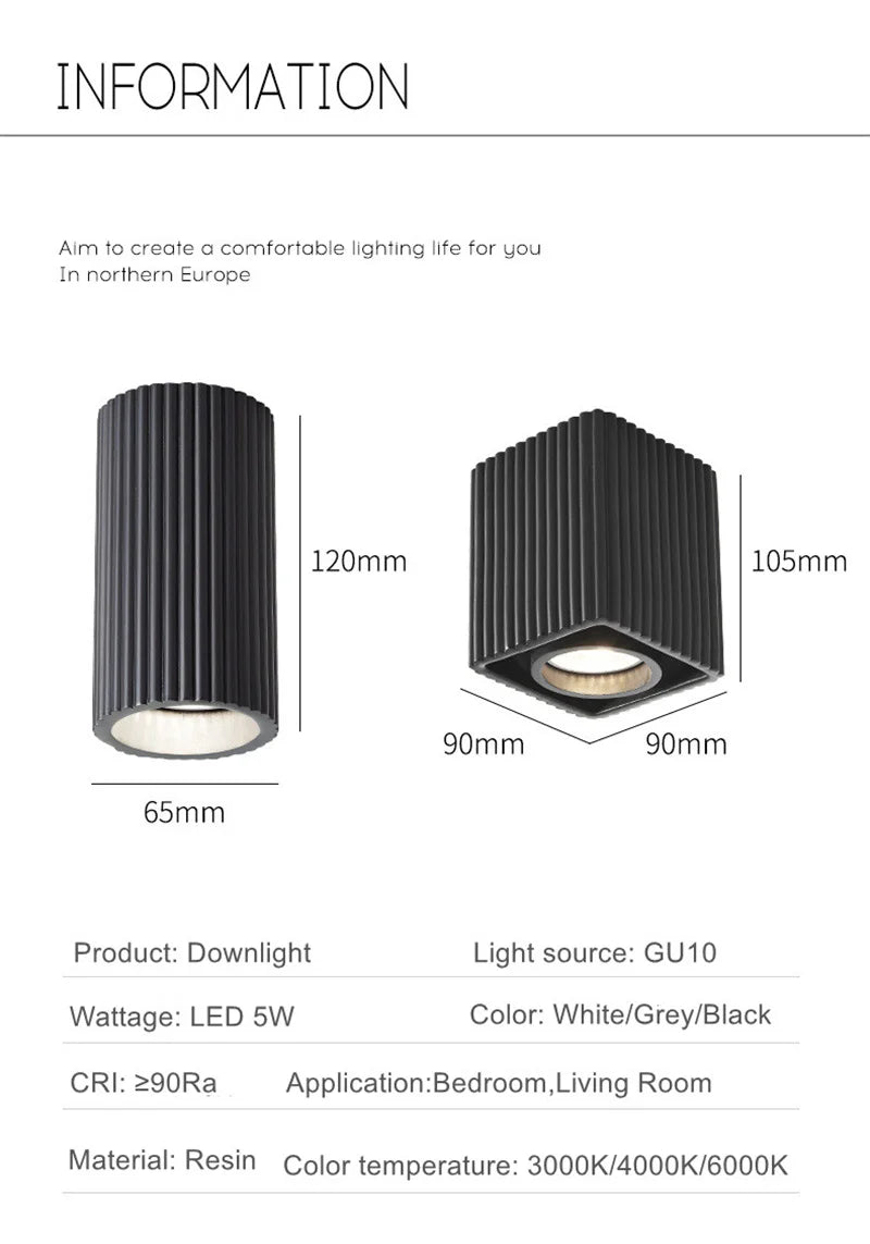 Minimalist Nordic Cylindrical Downlight Surface Mounted Resin Ceiling Lamp GU10 Grid Spotlight Corridor Living Room Home Decor