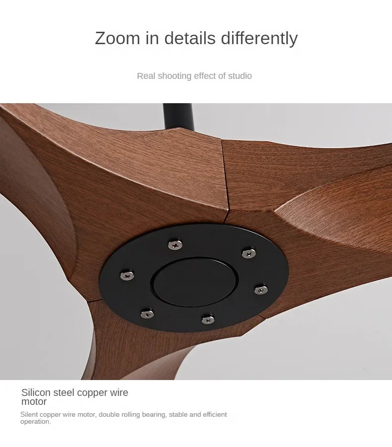 American Retro Ceiling Fan, Nordic Living Room, Dining Room, Industrial Variable Frequency Dimming Remote Control Electric Fan