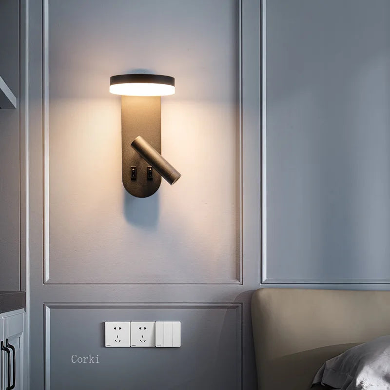 New Minimalist Wall Lamp Rotatable Spotlight Creative Bedroom Bedside Lamp Design Modern Led Wall Sconce ligjt for Hotel Rooms