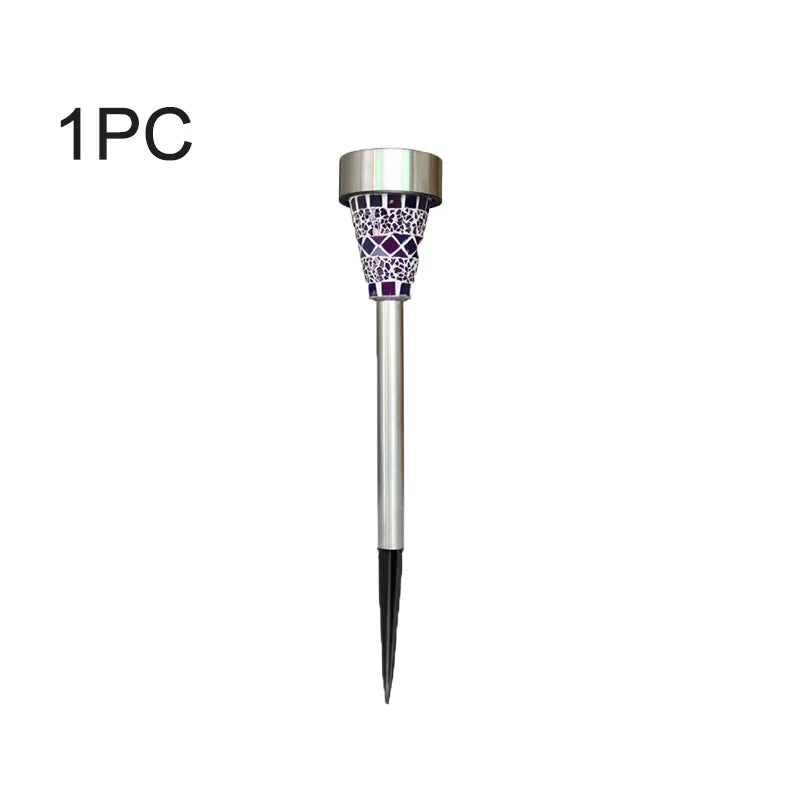Mosaic Solar Garden Lights Outdoor Decorative Stainless Steel Stake Lights Waterproof Solar Pathway Lights