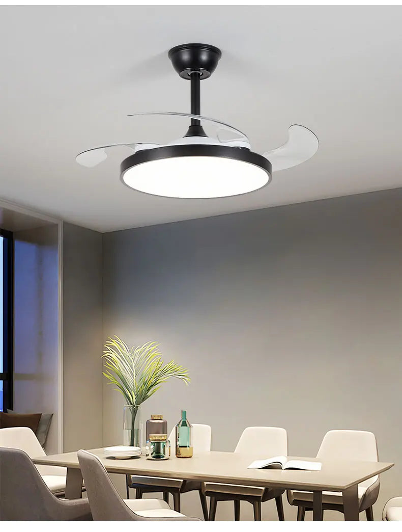 Electric Fan Chandelier Led Ceiling Lamp Room Decoration Dining Table Living Home Silent Bedroom Circulator Fan Light Fixture