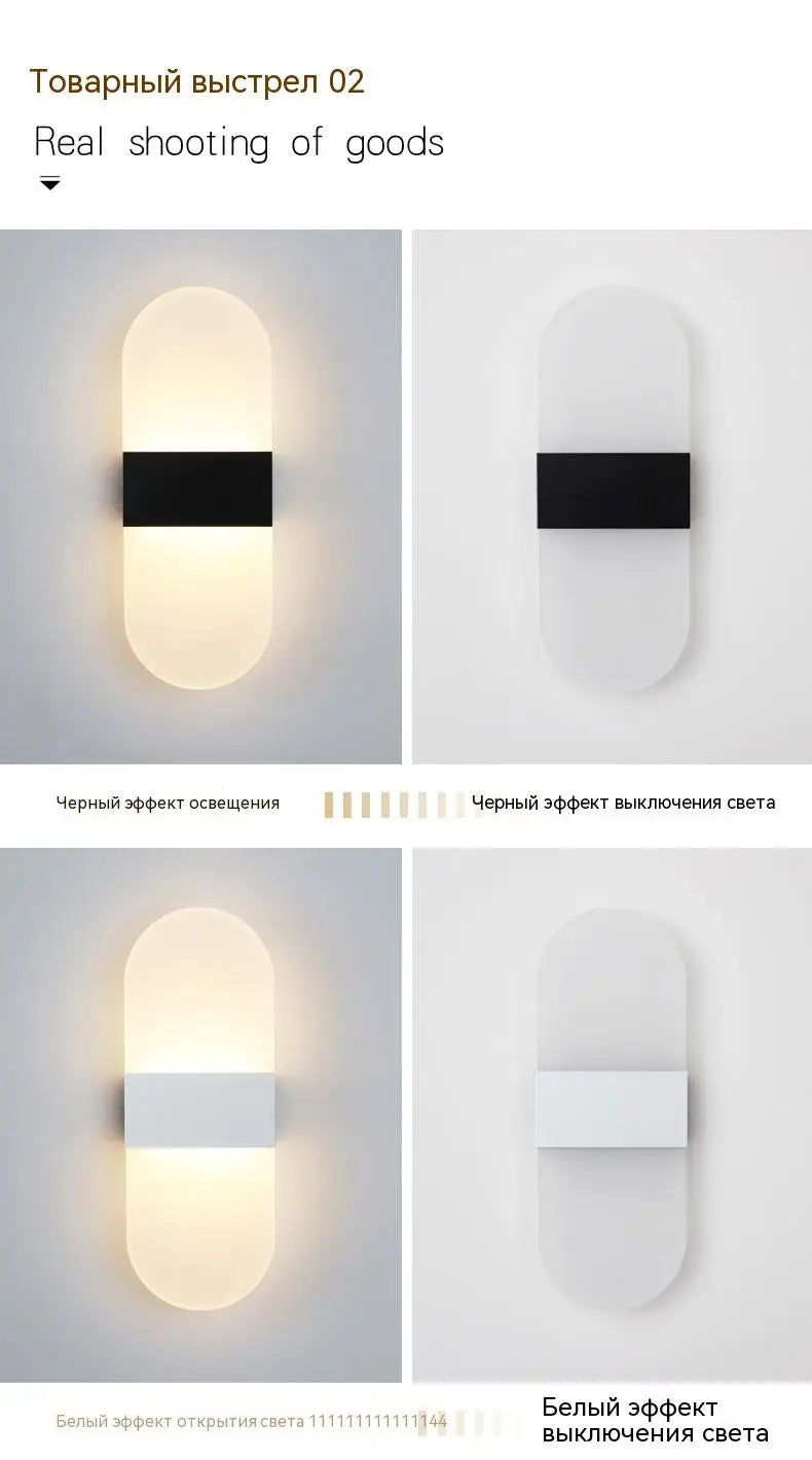Modern style indoor LED aluminum body matte acrylic hotel corridor bedroom bedside right-angle rounded wall lamp