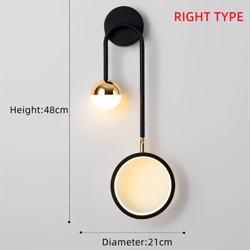 Modern Led Wall Lamp Nordic Sconce Round Lighting Luxury Rotatable Corridor Bedside Hallway Living Room Dining Indoor Deco Light