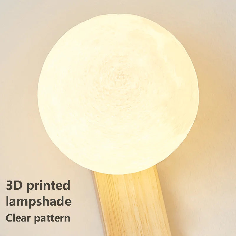 Nordic Cream Wind Wood Wall Lamp Log Bedroom Bedside Reading Lamp Rotatable Spotlight Living Room Ball Wall Sconce Home Decor