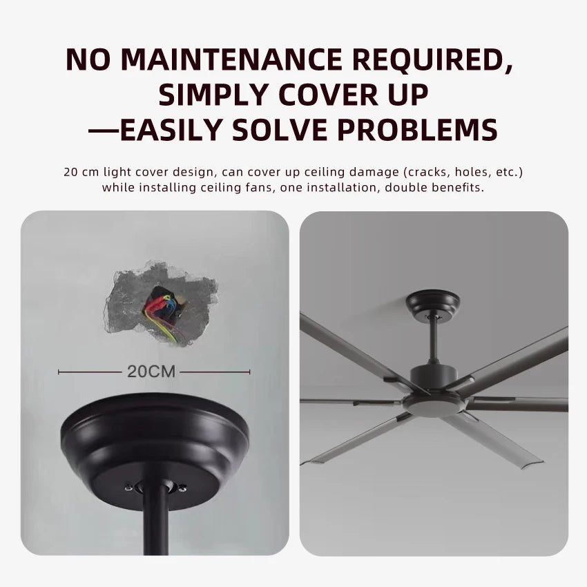 FUMANJIA 72Inch Ceiling Fan - DC Motor&Remote Control, 6-Speed Adjustment, Aluminum Blade, Reversible Function for Commercial